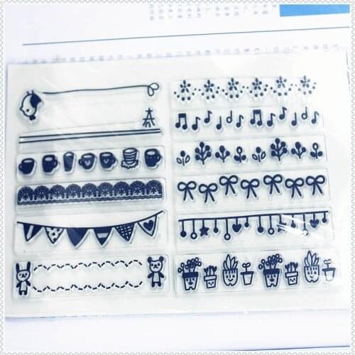 11.3*15.56cm Flowerpot Bowknot Transparent Silicone Rubber Clear Stamps Cartoon For Scrapbooking/DIY Wedding Album