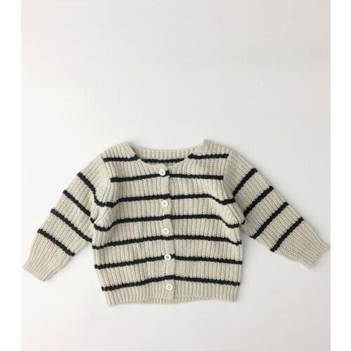 Kids Boys and Girls Knitting Cardigan 2021 Spring New Children Korean Style Stripe Sweater Casual Fashion, #1197