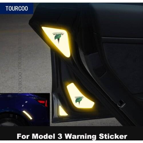 Car Door Open Reflective Warning Stickers for Tesla Model 3 Car Styling Modification Accessories