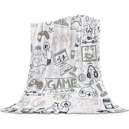Gamepad Computer Keyboard Printed Flannel Blankets For Sofa Beds Bedding Room Soft Fleece Blanket Bedspread Home Textile Decor