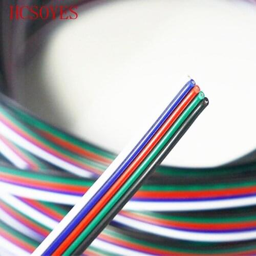 HCSOYES 5 pins 5m/10m/20m led connector rgb cable Extension Cable Electric Wire Lighting Connecting for led strip