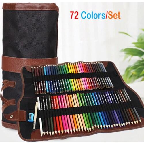 72pcs Art Coloured Pencils with Portable Canvas Pencil Wrap Pouch for Adult Coloring Books Drawing Writing Sketching Doodling