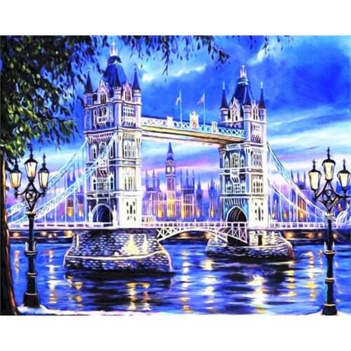 GATYZTORY Frame Bridge Landscape Oil Painting By Numbers Kits Acrylic Home Decoration Wall Artcraft Unique Diy Gift