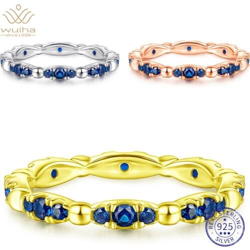 WUIHA Luxury 925 Solid Sterling Silver Emerald Ruby Gemstone Diamond 18K Yellow Gold Ring Wedding Classic Fine Jewelry Wholesale