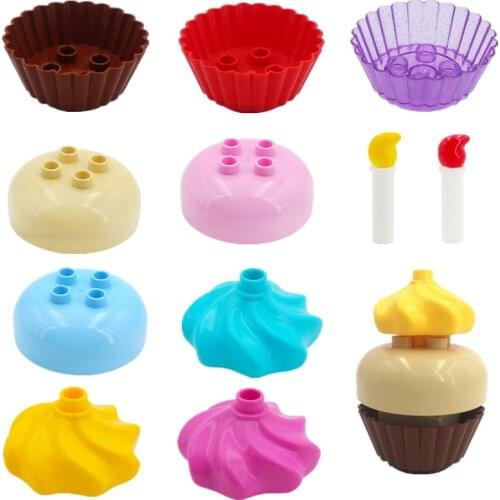 Big Size Building Blocks Accessories DIY Cake Candle Bricks Compatible with Duploed Toys for Childrens Kids Party Gift