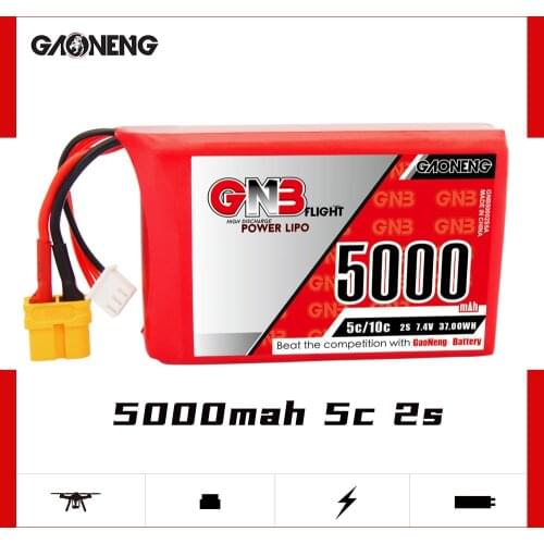 GAONENG GNB 5000mAh 2S1P 7.4V 5C Lipo battery with XT60 Plug for Radiomaster TX16S Transmitter RX Remote control RC parts