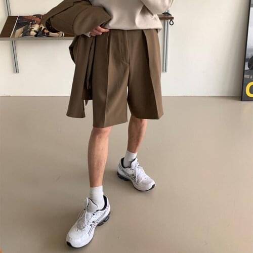 Summer Korean Shorts Mens Fashion Solid Color Business Casual Dress Shorts Men Streetwear Wild Loose Suit Shorts Mens M-XL