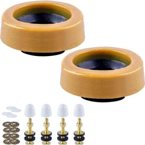Wax Ring Toilet Kit, with Flange and Bolts for Reinstallation of the Toilet, Fits 3Inch or 4Inch Waste Lines(2PCS)