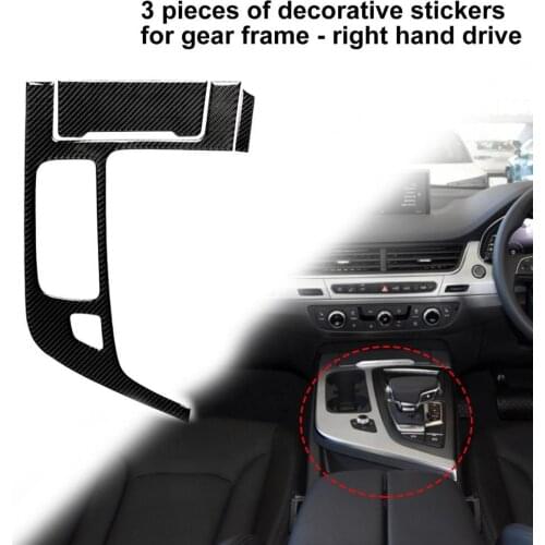 3Pcs Panel Sticker Carbon Fiber Decal Gear Shift Panel Trim for Audi New Q7 SQ7 4M 2016 2017 2018 2019 Right Drive