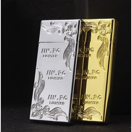 New Ultra Thin Flint Lighter Gasoline Oil Lighter Refillable Kerosene Cigarette Lighter Metal Retro Gadgets For Men Free Fire