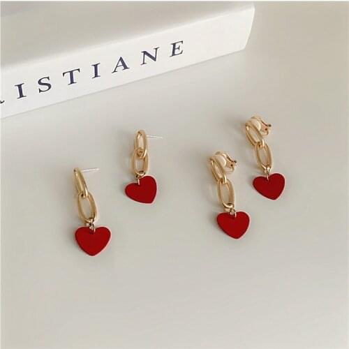 New Delicate Cute Lovely Heart Pendants Women Drop Earrings Gold Plating Alloy Sterling Silver925