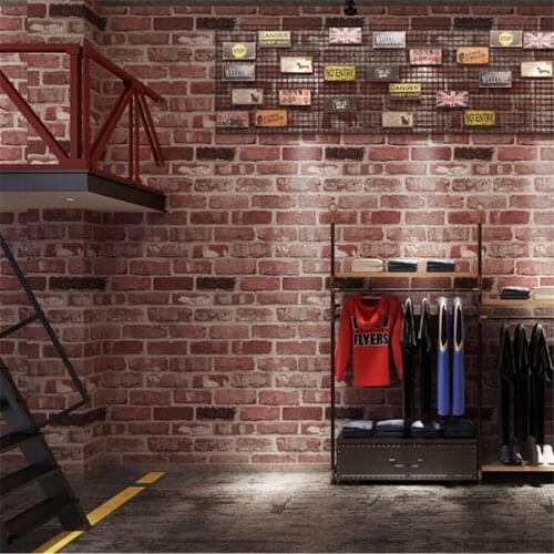 Papel de parede 3d stereo retro blue brick wall paper antique brick restaurant bar clothing store hotel wallpaper papier peint