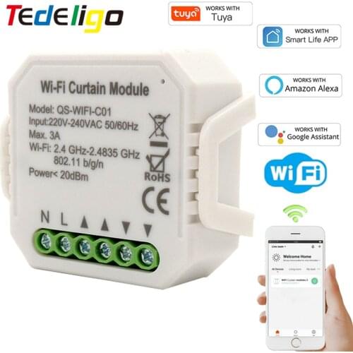 Smart Life Tuya APP Curtains Roller Blinds Switch Connected Roller Shutter Remote Control for Electric Motor, Google Home Alexa