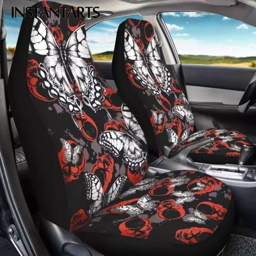 INSTANTARTS Butterfly Skull Design Easy to Install Car Protector Vehicle Seat Cushion Washable Car Interior Seat Covers Durable