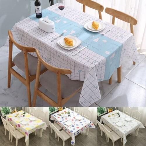 PVC Plaid Tablecloth anti-scald water-proof oil-proof Dining Table Cover Rectangular Dustproof Restaurant Kitchen Coffee Table M