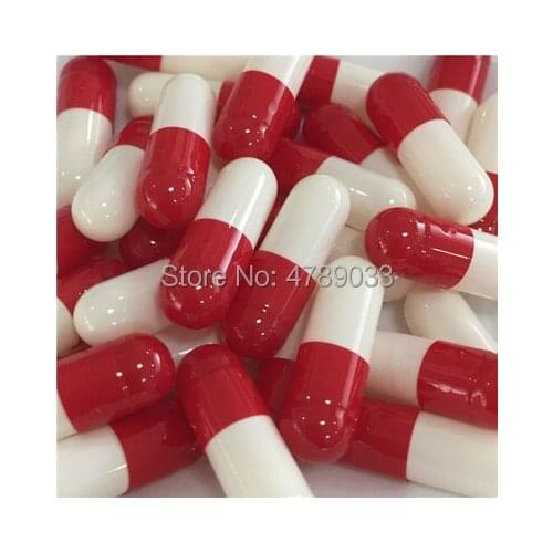 Size 0# 1000pcs Red White Empty Capsule Shells, DIY Top Grade Elegant Medicine Powder Refillable Bottle, Mask Container