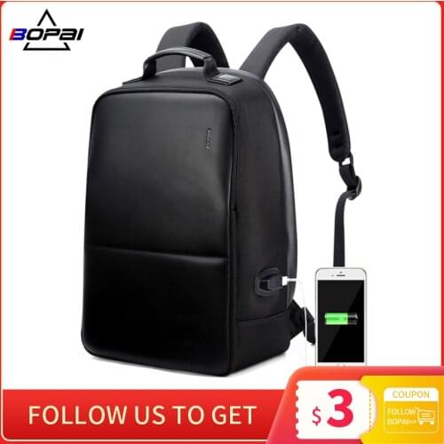 Boys High School Backpacks Black Leather Bags for Teenagers Women Waterproof Men Schoolbag Backpack Bags 14-15.6 Inch