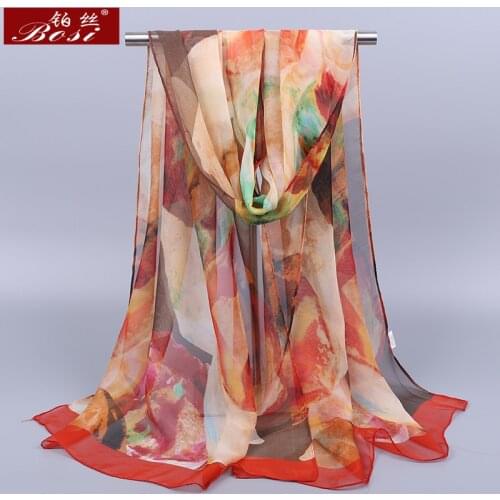 Silk satin scarf women Soft summer Gradient Colorful bohemian Beach fashion Long scarves Multicolor ladies shawl Free shipping