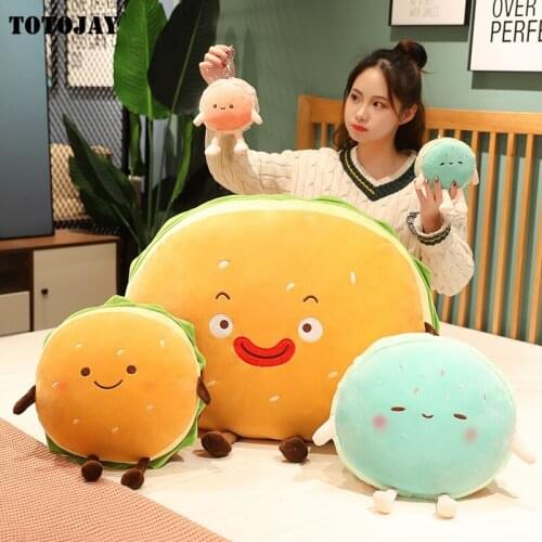 Cute Cartoon Plush Macaron Hamburger Toys Simulation Stuffed Food Pillow Sofa Bed Cushion Kids Doll Creative Birthday Gift