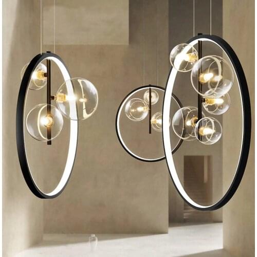 Modern Luxury Pendant Lamp Bar Coffee Shop Kitchen Lighting Clear Glass Bubble Designer Hanging Light Fixture G9 Sockets