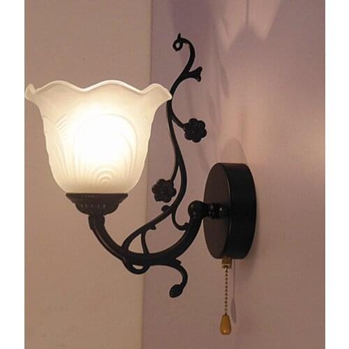 Balcony antique Wall Lights Bathroom lighting led Mirror Light Vintage staircase corridor aisle glass wall lamp with pull switch