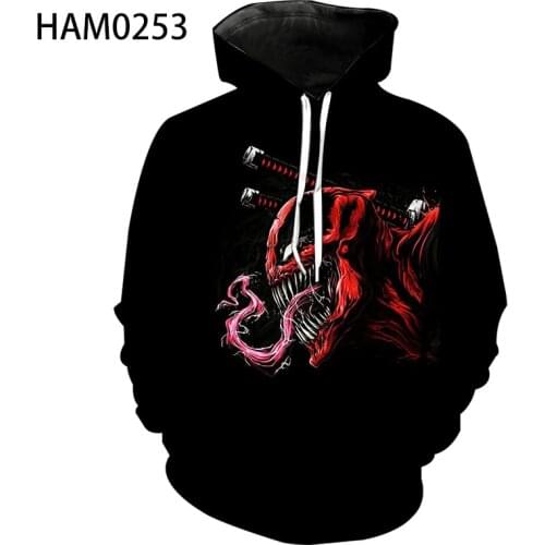 Venom Hoodie 2021 spring and autumn youth popular cartoon fun spoof 3D printing Street creative Sweatshirt