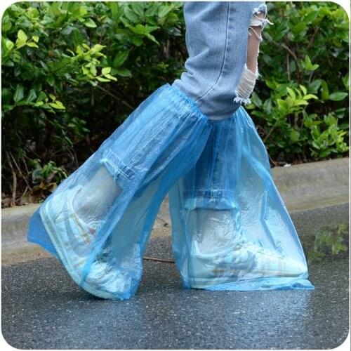 High-barrel Waterproof Disposable Shoes Boots Covers Thickened Plastic Rainproof Women Men Shoes Protector 1PC