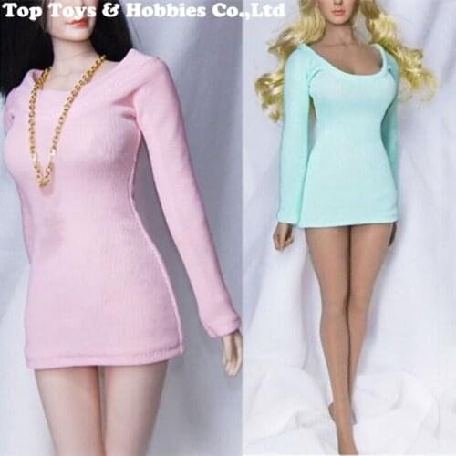 1/6 Scale Female Green Pink Dress Long-sleeved T-shirt Clothes Set Accessory For 12" Action Figure Body Doll