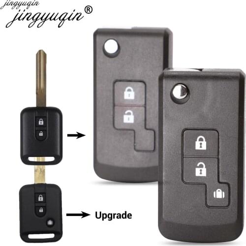 Jingyuqin 2/3 Buttons Modified Flip Car key Shell FOB For Nissan Qashqai Navara Micra Almera Note car key shell