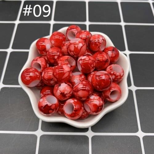 30pcs 12x10mm Red Big Hole Round Acrylic Beads for Jewelry Making DIY Accessory#09