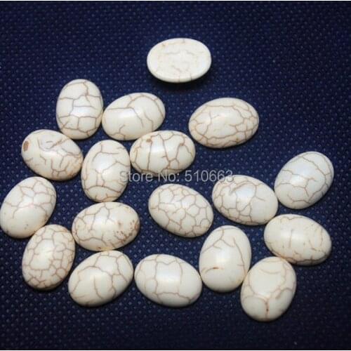 50 Pieces/Lot White Turquoisee Cabochon Oval Shape Beads Accessories For Earring or Pendant Size 20x30mm