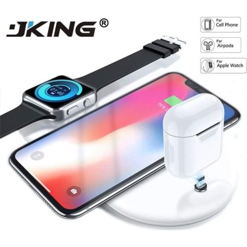 JKING 10W 7.5 QI Fast Wireless Charger 3 in 1 For iphone 8 Plus X XS For AirPods For Samsung S7 S8 S9 Universal Phone Chargers