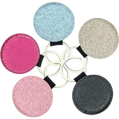 Glitter Sublimation Blanks Keychain PU Leather Keychain for Christmas Heat Transfer Keychain Keyring for DIY Craft Supplies SN