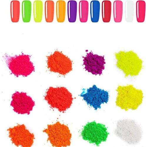 10g Nail Art Glitter Neon Fluorescent Phosphor Pigment Powder for Nail Polish&Painting&Printing, Powder Fluorescence