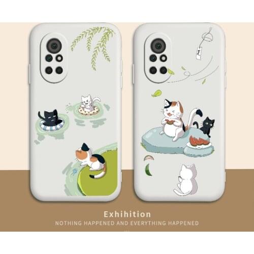 Lively Cat Phone Case For Huawei Nova8 8Pro 8SE Nova 7 7Pro 7SE 6 6se 5 5Pro 5Z 5I 5Ipro 5T 4 4E Silicone Cover