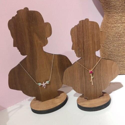 Black Walnut Necklace Display Bust Jewelry Display Holder Solid Wood Necklace Pendant Display satnd