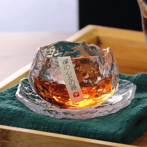 Home Japanese Glass Cup Drink Transparent Crystal Hammer Pattern Tea Mug Luxury Wisky Polygon Gold Rim Copos De Vidro Drinkware