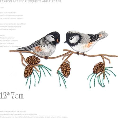 Two Birds Patches For Clothing Iron On Stickers Clothes Coat T-shirt Applique Embroidery Sew Badges For Clothes DIY
