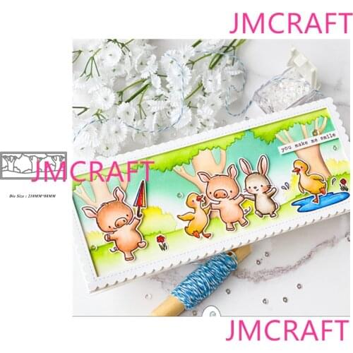 JMCRAFT 2021 New Trees Lawn Frame Background #1 Metal Cutting Dies DIY Scrapbook Handmade Paper Craft Metal Steel Template Dies