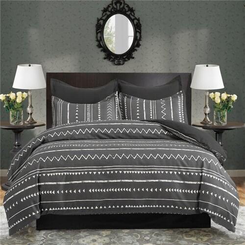 2/3 Pieces Bohemian Black Geometric Bedding Set Double Queen King Bed Soft Fashion Polyester Duvet/Quilt Cover with Pillowcase