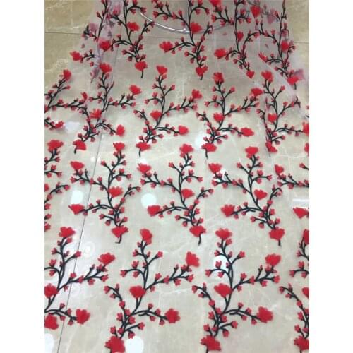 Pretty flowers embroidered tulle mesh lace fabric JRB-12205 high quality african net lace fabric
