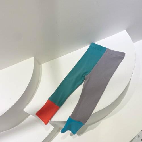 Baby Girls Leggings 2021 New Autumn Children Girls Ribbed Cotton Colorblock Pants Warm Kids Baby Girls Dress Spliced Leggings