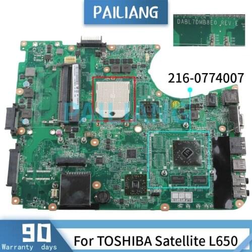 PAILIANG Laptop motherboard For TOSHIBA Satellite L650 Mainboard DABL7DMB8E0 216-0774007 DDR3 TESTED