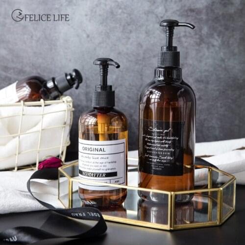 250/500ml Brown Bathroom Refillable Bottle Portable Soap Dispensers Shampoo Press Pump Bottle Shower Gel Storage Bottles