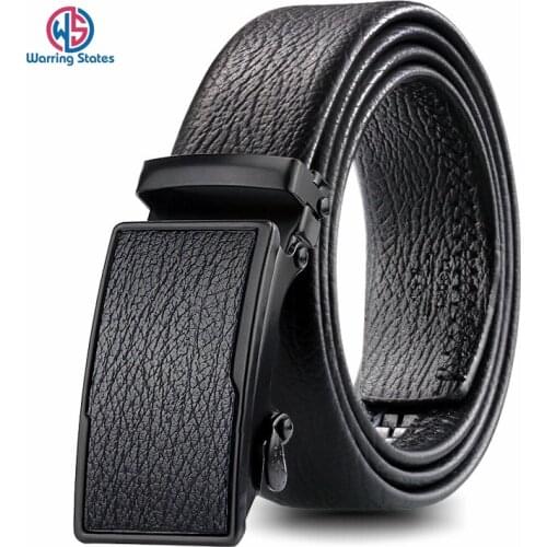 Warring States New Men Automatic Buckle Belt with Top Quality Leather Belts for Men Luxury Brand Casual Belt 120cm Length