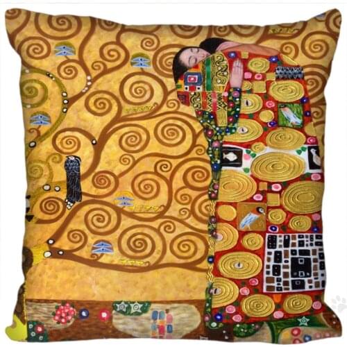 New Hot Custom Pillowcase Gustav Klimt soft 35x35cm 40x40cm Drop Shipping Pillow Cover Zippered SQ01003@H097
