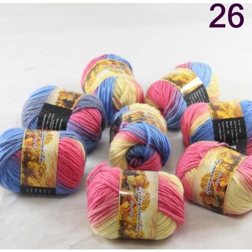 New Sale 8SkeinsX50g Womens Knit Scarves Shawls Rainbows Wool Crocheting Yarn Light Blue Yellow Pink 826