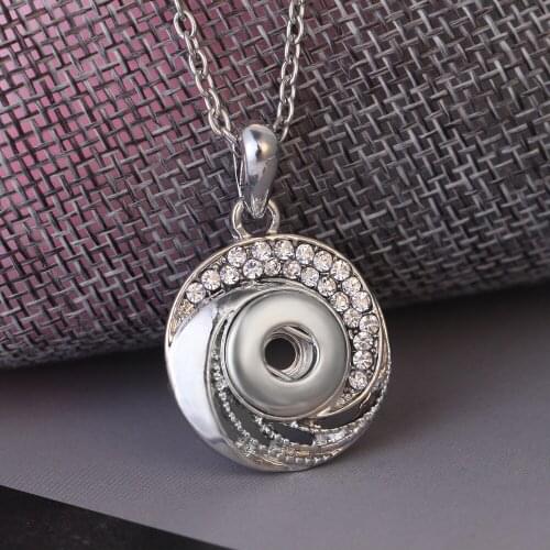 New Round Snap Button Necklace with Chians Vintage Metal Snap Pendant Necklace Fit 12mm Snap Button Jewelry for Women