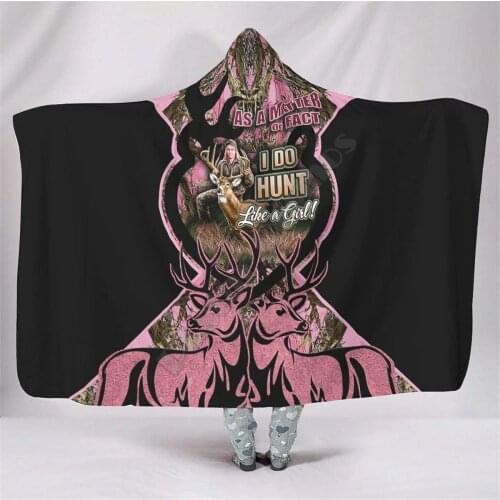 Plstar Cosmos Pink Elk Hooded Blanket 3D full print Wearable Blanket Adults men women Polynesian Drop Shipping 02