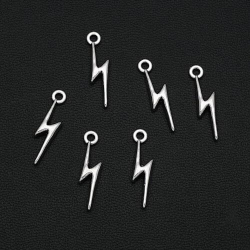40PCS/Lots 5x19mm Antique Silver Plated Mini Lightning Charms Weather Pendants Fashion Talismans Jewelry Supplementary Material